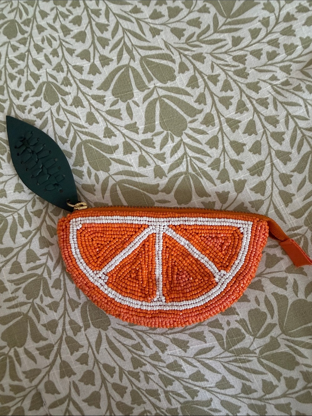 Beaded Orange Slice Coin Purse - Orange